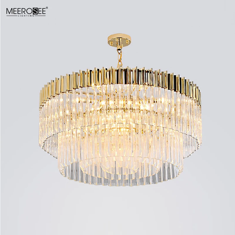 Meerosee Elegant Modern Living Room Pendant Lights Crystal Ceiling Lights Chandelier Rectangle MD86781
