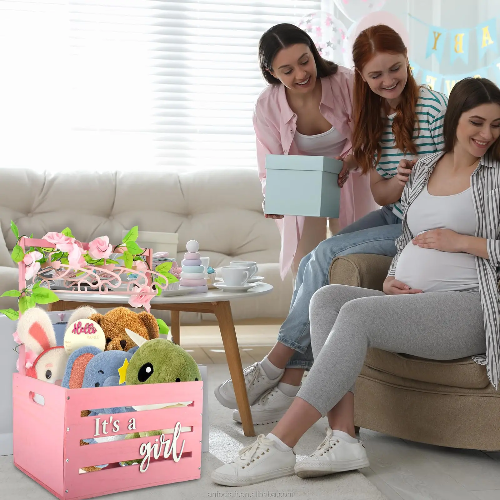 Welkomstbord met stickers Sage Babyshower Hootyballoo - Jetjes & Jobjes