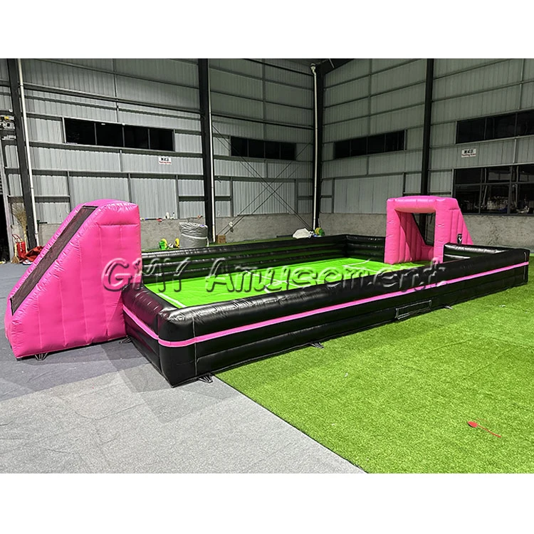 Customized Inflatable Football Field Inflatable Water Soap Slip and Slide Pitch Inflatable Soccer Field Shooting Game