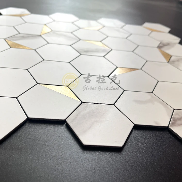 Hexagon Pattern Self Adhesive Tile Peel and Stick Backsplash Mosaic Tiles factory