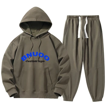 Custom men's printed logo men's spring and autumn pullover hoodie hoodie set