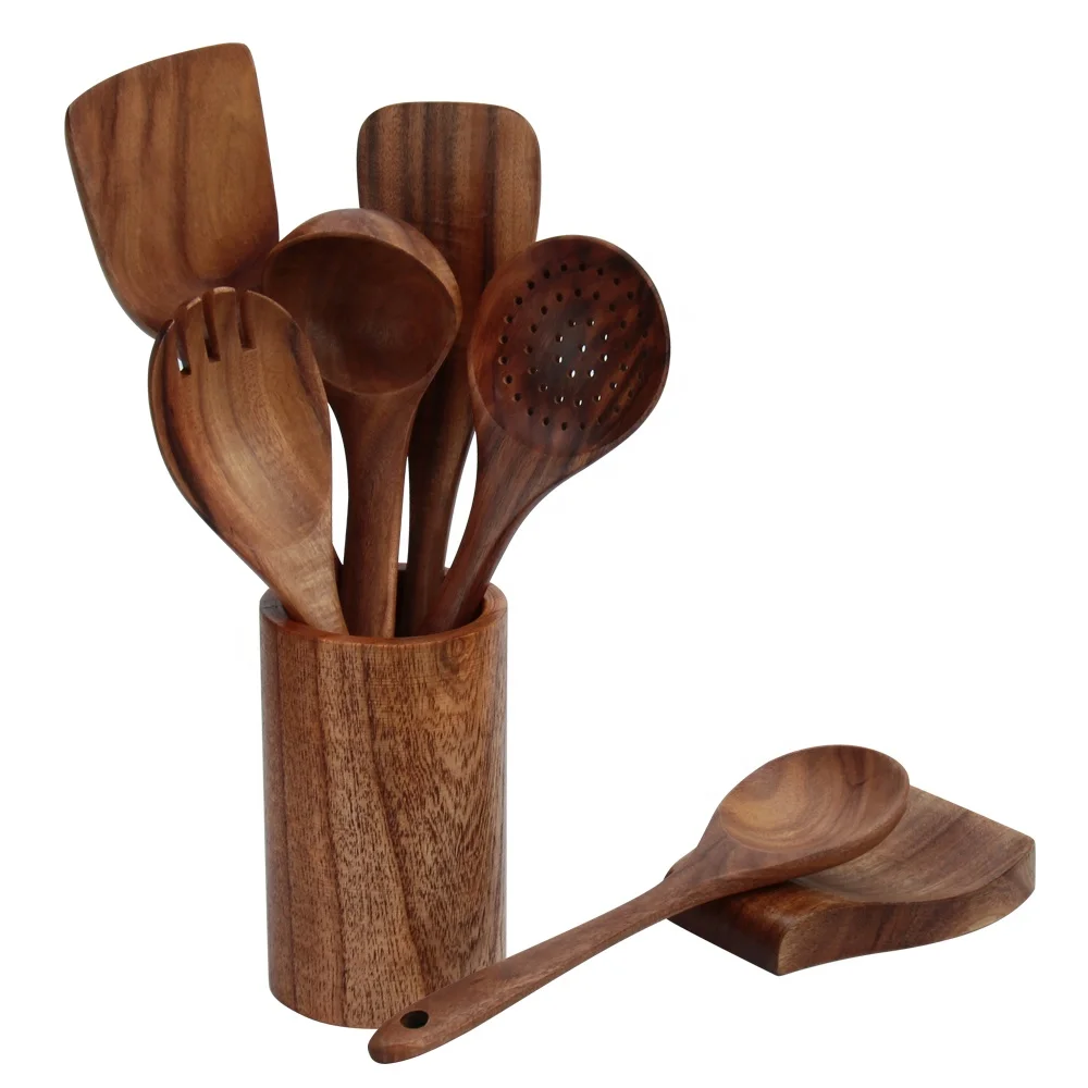 4 PC OLIVE-WOOD UTENSIL COOKING SET - DEAR DACY