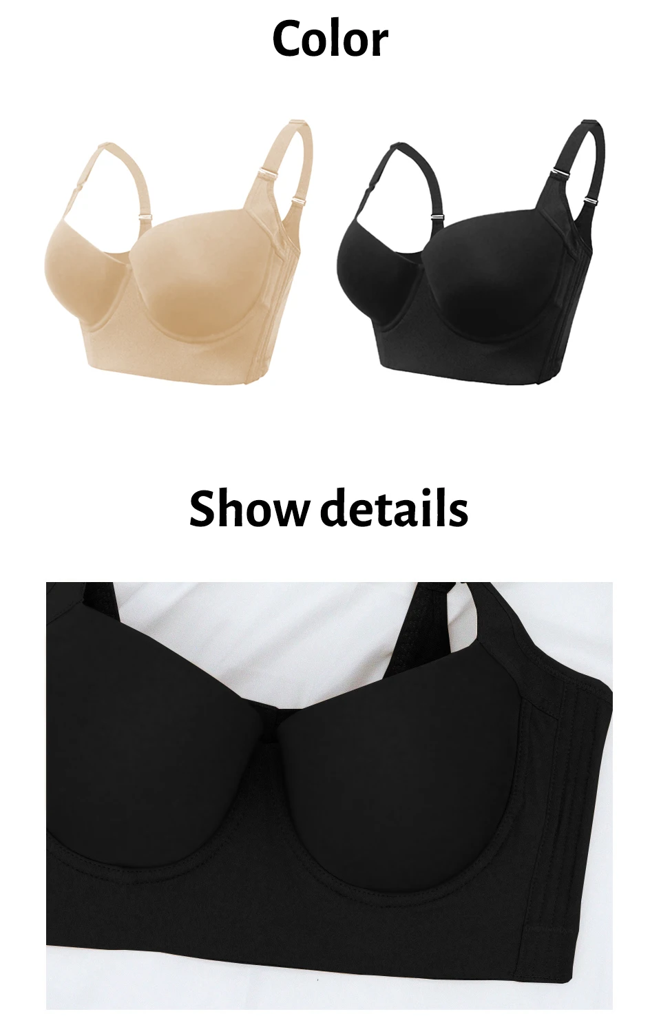 Push Up Bra For Women Corset Top Shapewear Brassiere Wide Back Support