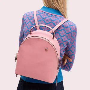 Custom Logo PU Vegan Leather Ladies Simple Fashion Backpack Purse School Book Bag for Women