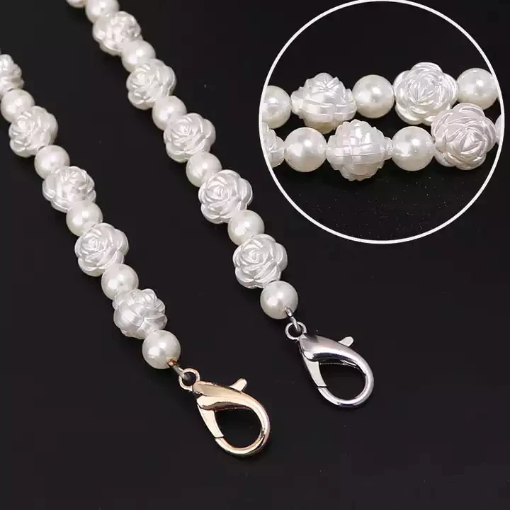 Meetee B-C146 Bag Accessories Personalized Pearl Rose Carved