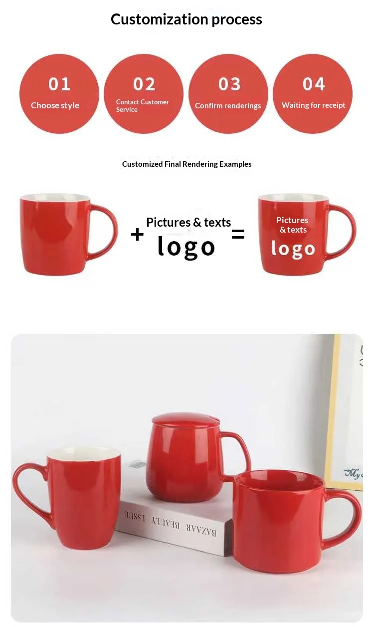 Enterprise Business Gift Red Ceramic Mug Creative Personality Customizable Logo preview 2