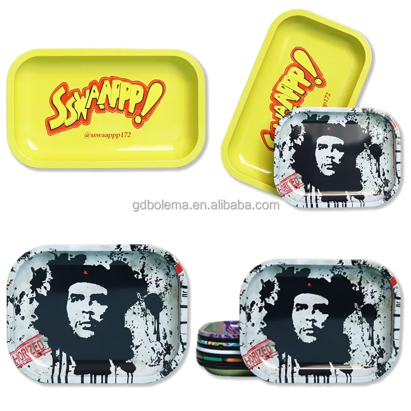 Custom Logo Rolling Tray Metal Smoking Serving Tray With