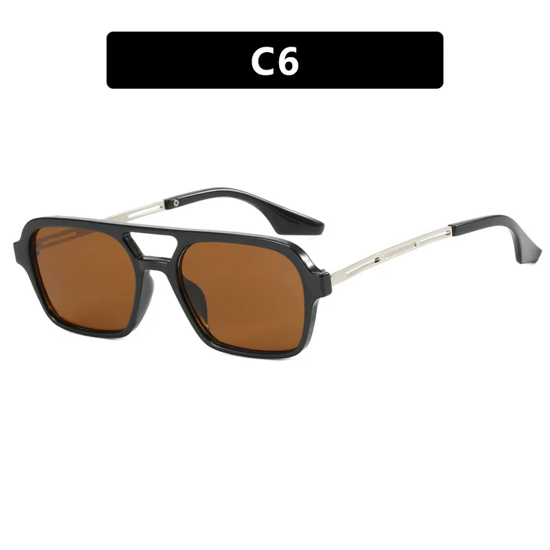 2024 Shuangliang Retro Sunglasses Popular Instagram Personalized Square Lenses Custom Black Gray Multi-Frame Small Metal PC