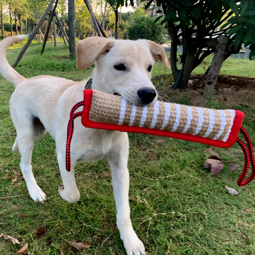 Dog Training Toy Jute Fabric Bite Chew Stick Biting and Picking