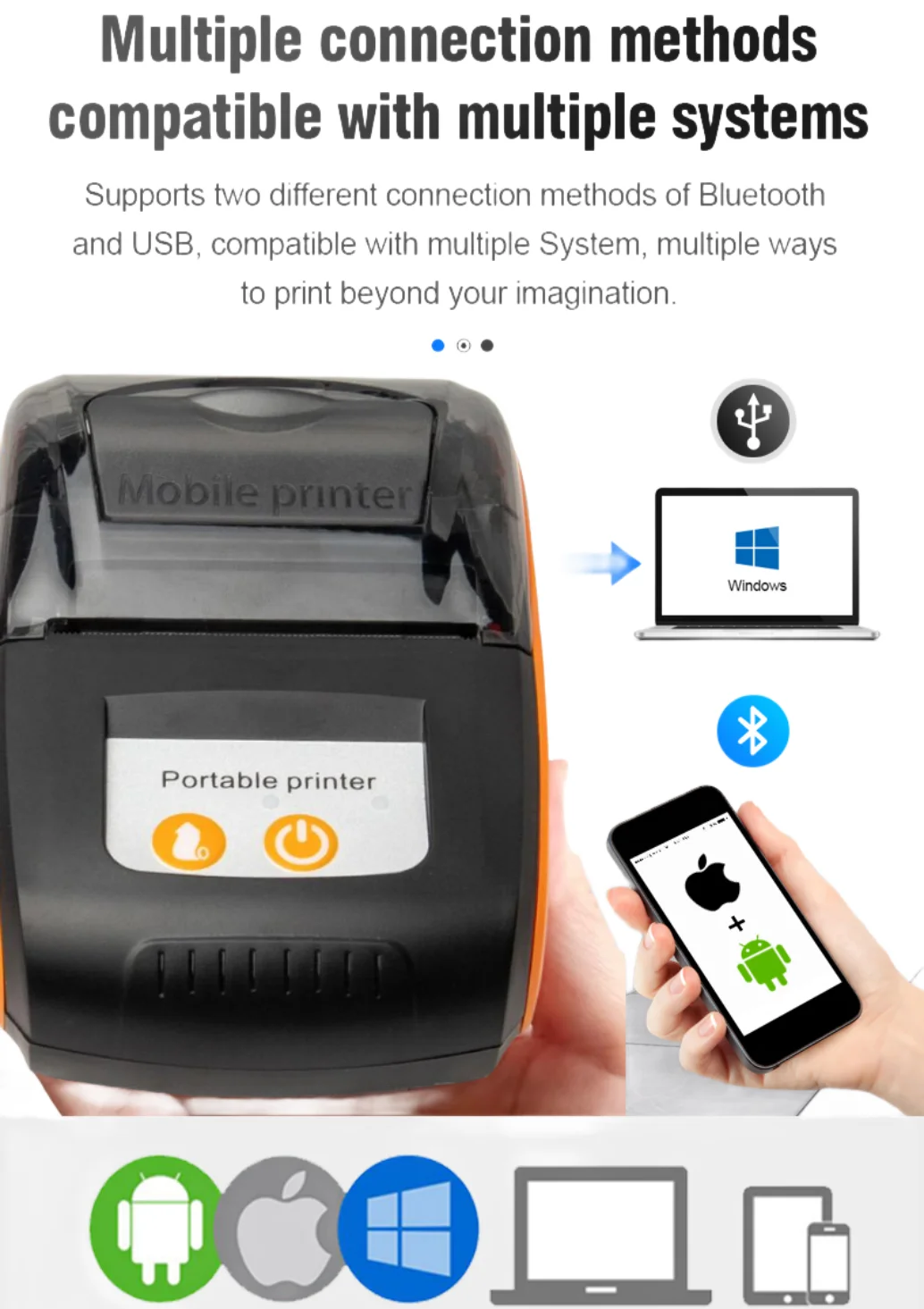 Blue Tooth Thermal Printer Pt210 58mm Mini Portable Thermal Printer