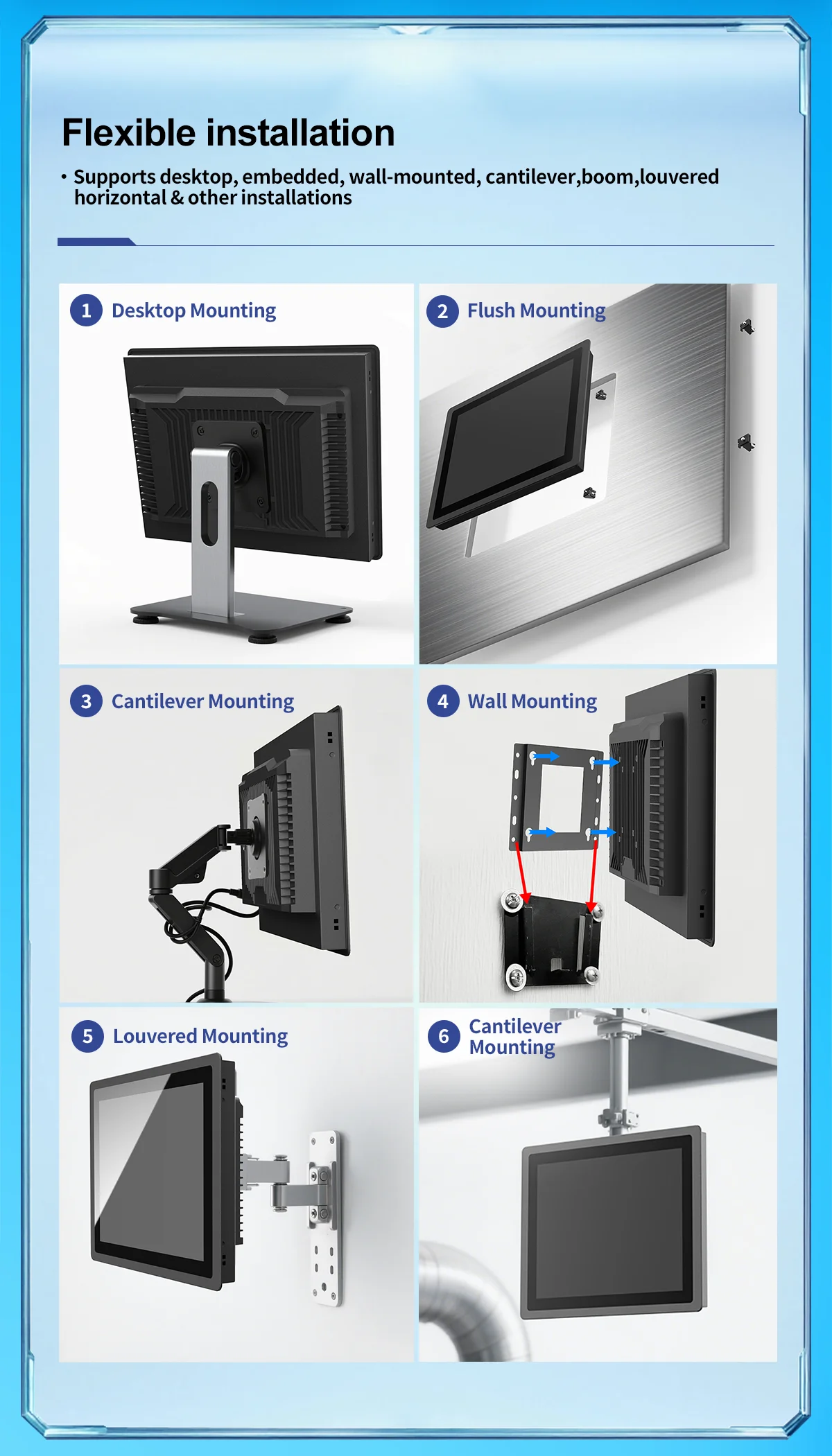 10 13.3 15.6 Inch Industrial Touch Monitor with IPS FHD Aluminum Frame USB HDMI VGA for Factory Automation