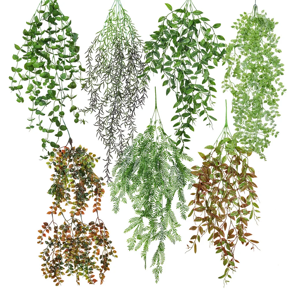 Cheap Artificial Hanging Plants Fake Greenery Foliage Fence Plants Faux Vine Garland for Wedding Decoration