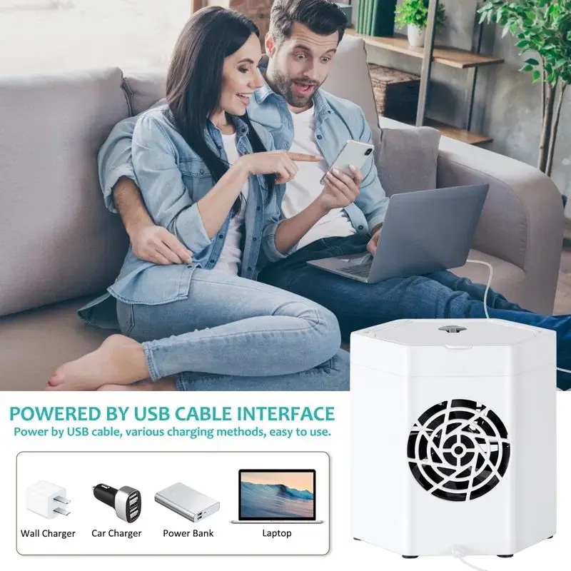 Small Desktop Table Quiet Portable Ac Mini Personal Space Air Cooler Fan with 7 Colors LED Light