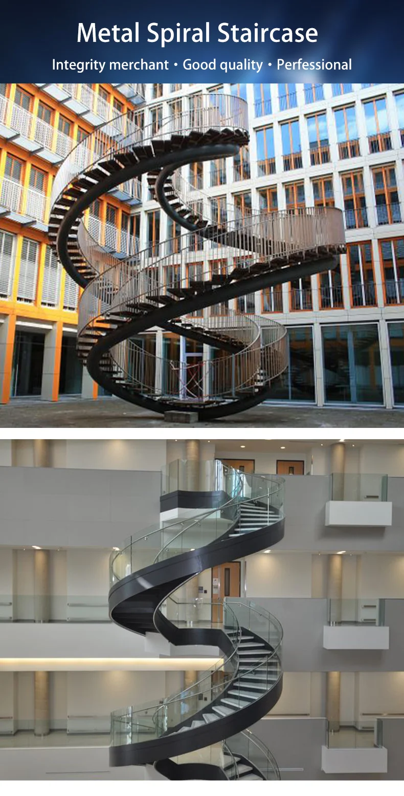 Hotsalemetal Glass Stair Treads Iron Balusters Spiral Staircase For ...