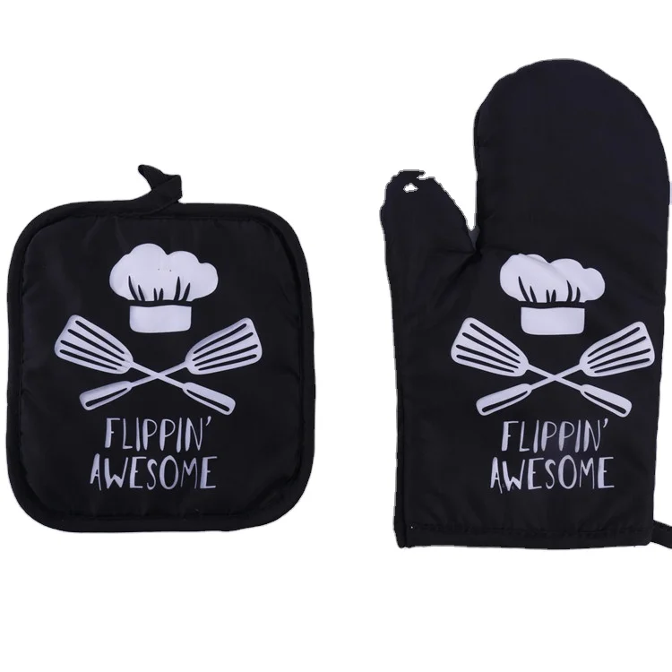 Термостойкие черные термостойкие рукавицы с логотипом