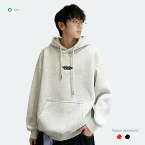 Christmas Teen Boys Solid Winter Fleece-Lined Hooded Cozy Fleece Sweatshirt Cotton Polyester Blend Warm Pullover