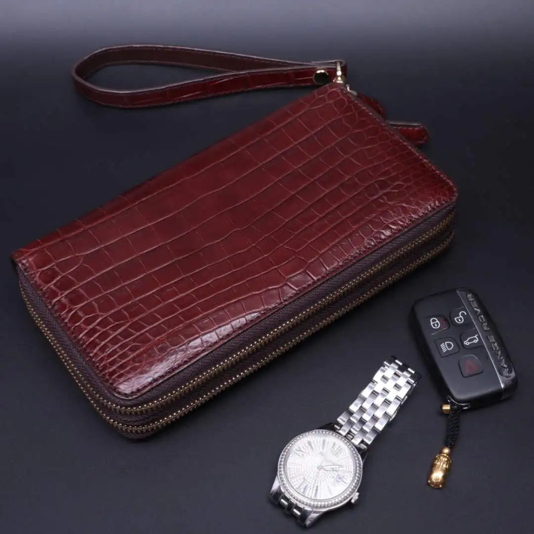 Authentic Crocodile Belly Skin Businessmen Long Organizer Wallet