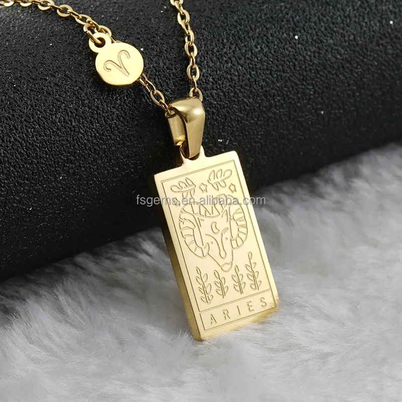 Fashionable 18K Gold Plated High Quality Shiny Chain Necklace With Pattern Engraving Charm Pendant Necklace