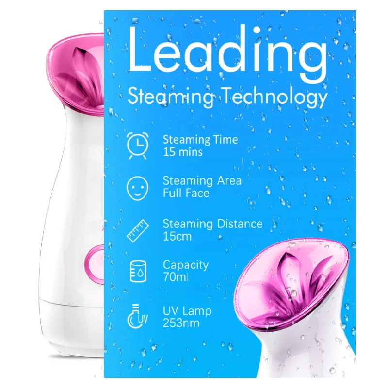 PSB professional home handheld nano ionic spa face facial steamer set with stand