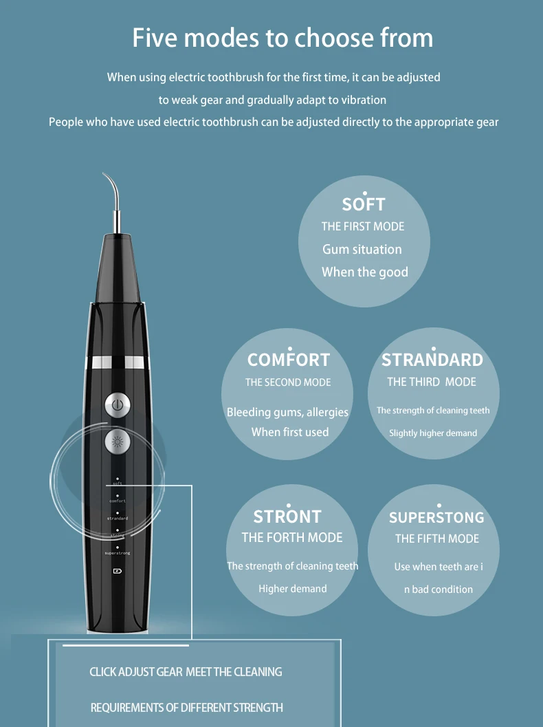 Ultra Sonic Tooth Cleaner Dental Stain Calculus Tartar Plaque Remover