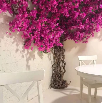 Hot Sale Triangle Plum Flower Silk Long Stem Bougainvillea Plants Red Pink Blue Artificial Bougainvillea For Wedding