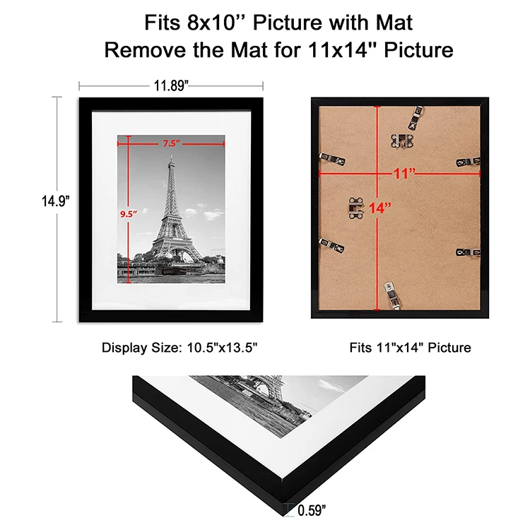 11x14 Home Decor Black White Plastic Photo Frame Display Pictures 8x10