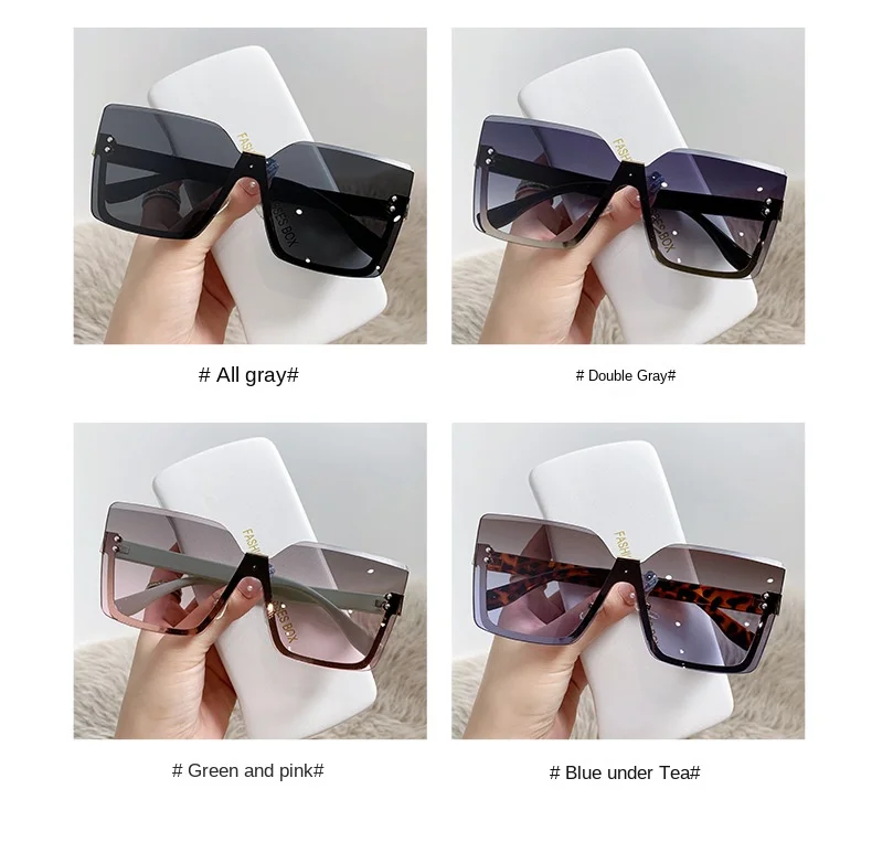 150 New Women Eyewear Rimless Trendy Sunglasses Large Square Sunglasses Personalized Glasses Retro Designer Fashion Sunglasses