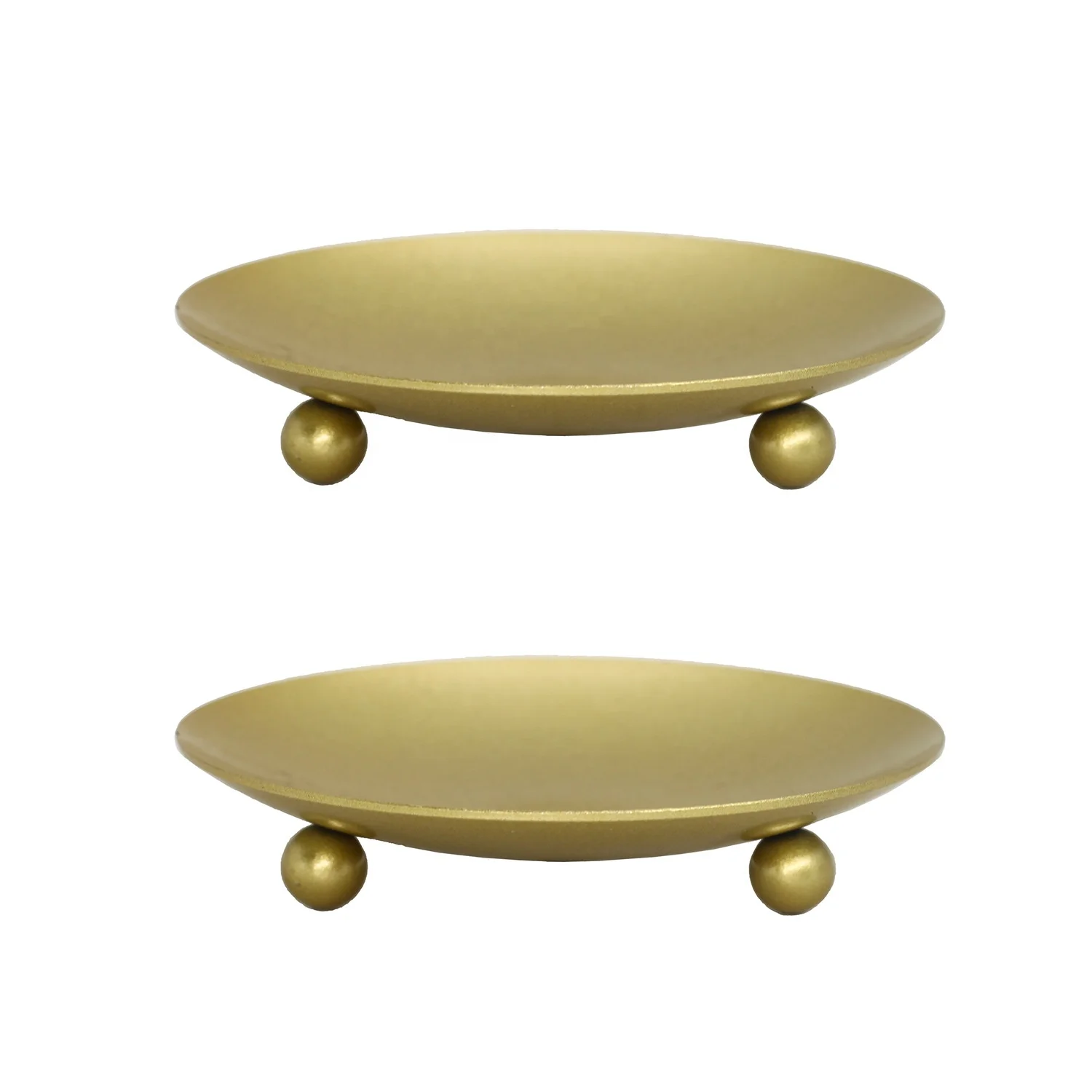 Set of 2 Iron Plate Candle Holder Decorative Simple Candle Stand for Romantic Weddings Decoration