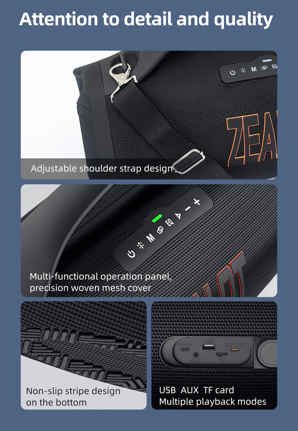 Hot Selling Bluetooth speaker 160watts powerful wireless speaker strong bass new Zealot Speaker S98