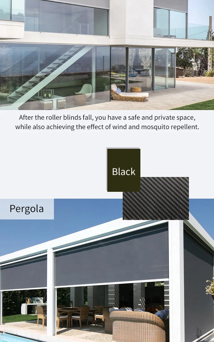 Outdoor Zip Screen Roller Blinds Awning Sunlight Room Zip Track