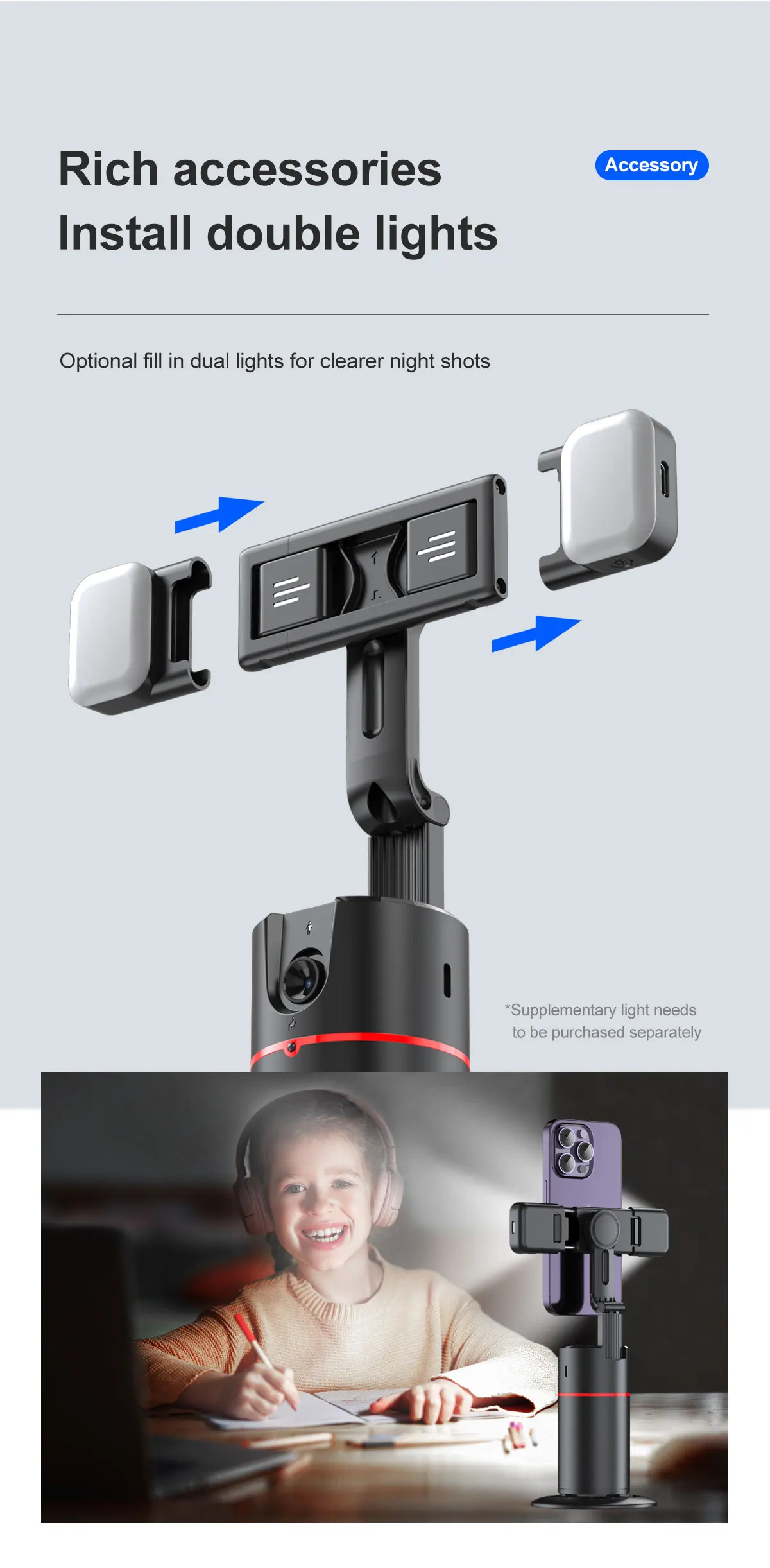 CYKE Auto Face Tracking Tripod with Remote - 360 Rotation Tracking Phone Holder