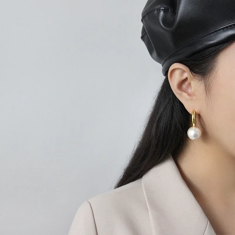 2021 hot custom charms for jewelry 14k pearl earring 18k gold solid jewelry brass earring women(图2)