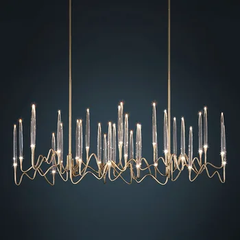 modern light luxury Postmodern rectangular led pendant lamp crystal chandelier lighting