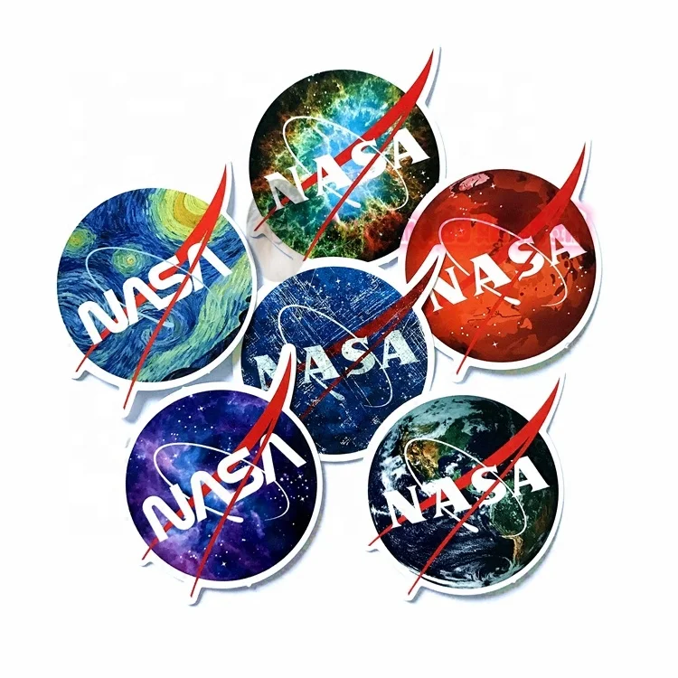NASA Adhesive Pvc Decorative Stickers for Skateboard Custom Cartoon Space Astronaut Waterproof Vinyl Holiday Decoration 6 Color