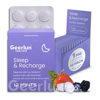 OEM ODM Sleep Supplements Stay Asleep Melatonin Meltable Candy Relgulate Sleep Cycles Chewing Tablets Sleep Recharge Mints