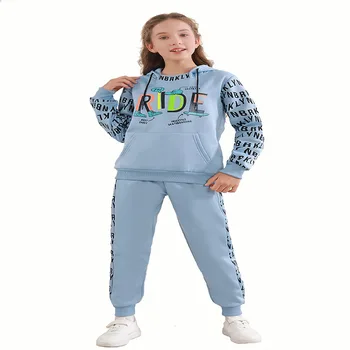 2022girlsClothing Children's Korean Trendy Casual Hoodie Fleece Suits For girlsGirls Warm Thickness Winter Clothes Kids Clothing