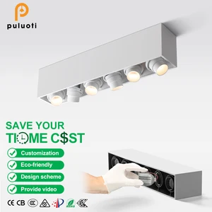 PULUOTI 60W CE Rohs LED Square Spotlight Modern Commercial Indoor Ceiling Mounted Lighting White Black Aluminum Exposed Surface