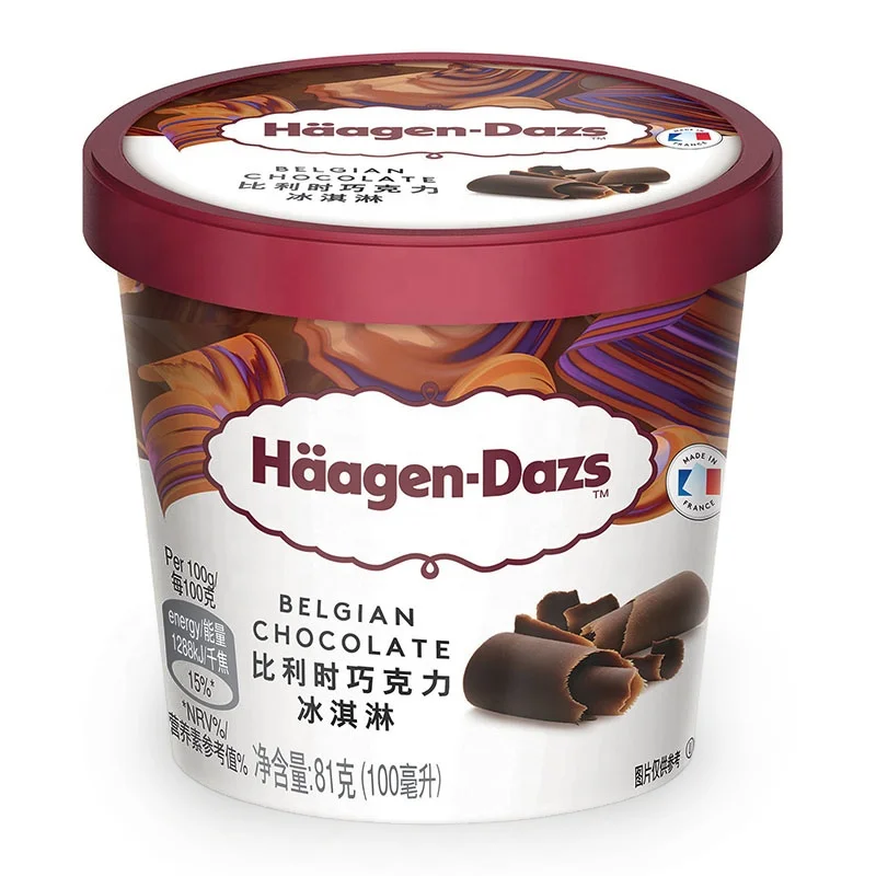 Custom LOGO Printed Craft Paper Ice Cream Cup Bowl Container with PE or Paper Lid
