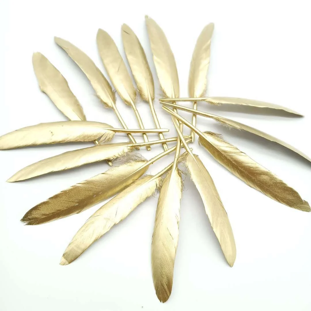 30 Pack Metallic Gold Natural Goose Feathers, Craft Feathers for Party  Decoration