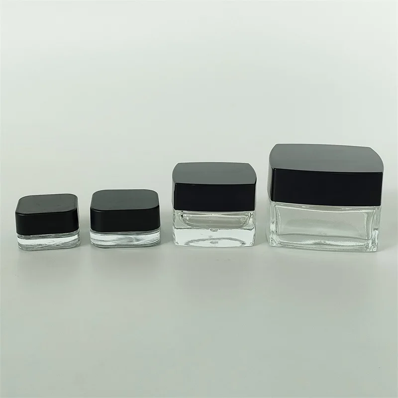 In Stock Wholesale 5/10/15/20/30/50g Matte Black Face Cream Jar Containers 1 2 4 Oz Glass Jars