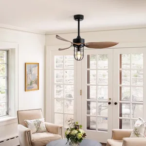 Modern LED Ceiling Fan with Smart Remote Control Farmhouse Decorative Light Iron Body for Living Room