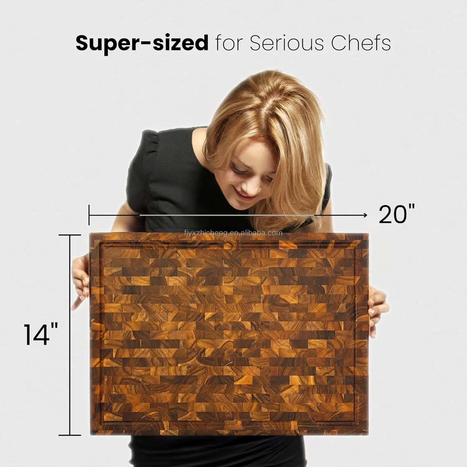 product wood end grain cutting board end grain butcher block with juice groove  handle premium kitchen prep board chopping block-2