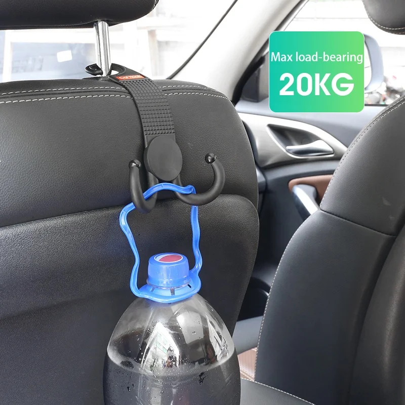 Coat and Grocery Bag Portable Back Front Seat Headrest Hanger Holder Hook with Bottle Holder for Storage Purse 4 Pack IONDA Car Headrest Hook Backpack Handbag 
