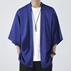 Camicia Kimono Blu Giacca Cardigan Giapponese