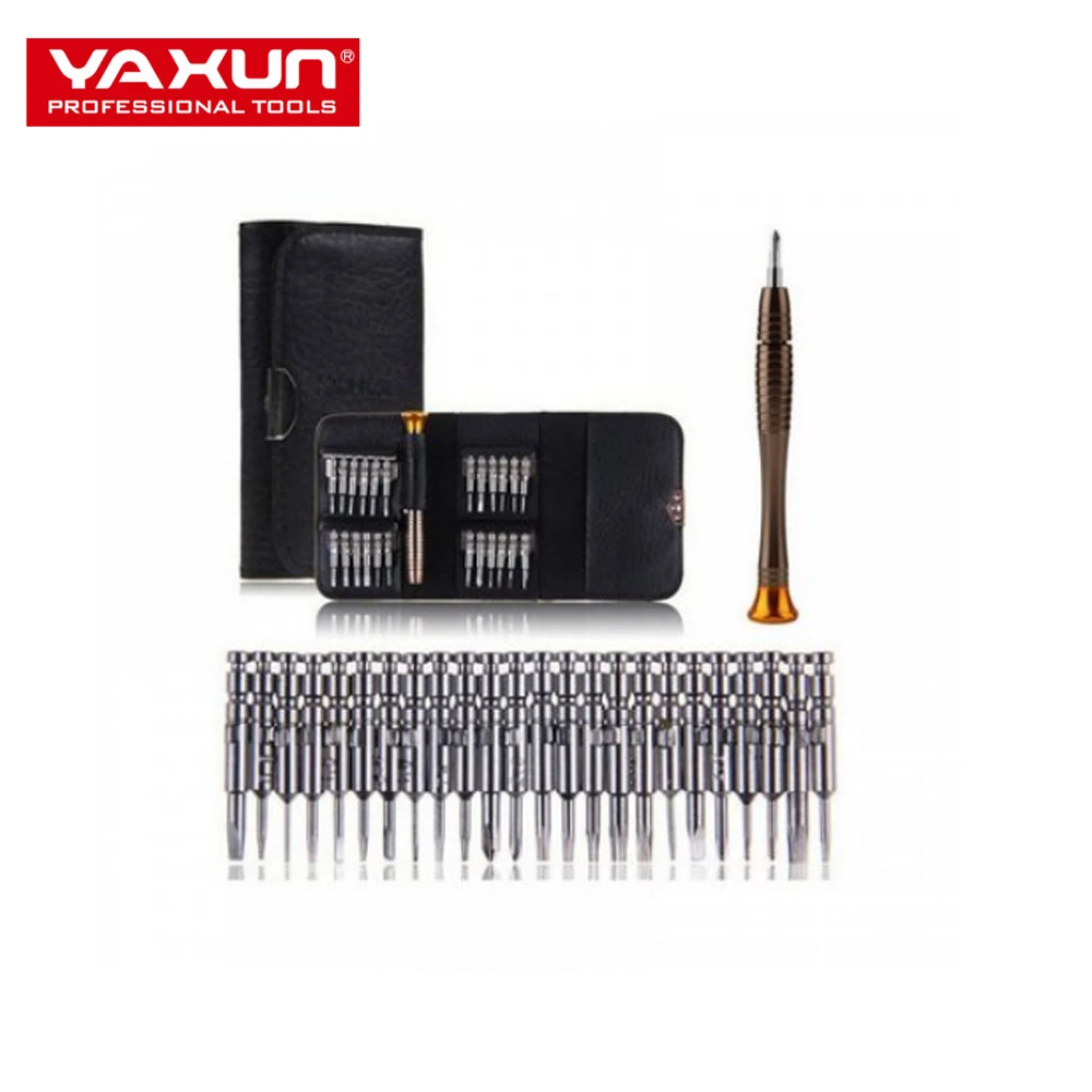 مجموعة مفكات براغي YAXUN YX6025, مجموعة مفكات براغي للهواتف المحمولة مكونة من 24 قطعة بمحفظة ، مجموعة مفكات براغي لإصلاح الهاتف المحمول ، مجموعة أدوات لأجهزة Iphone وipad وlatop