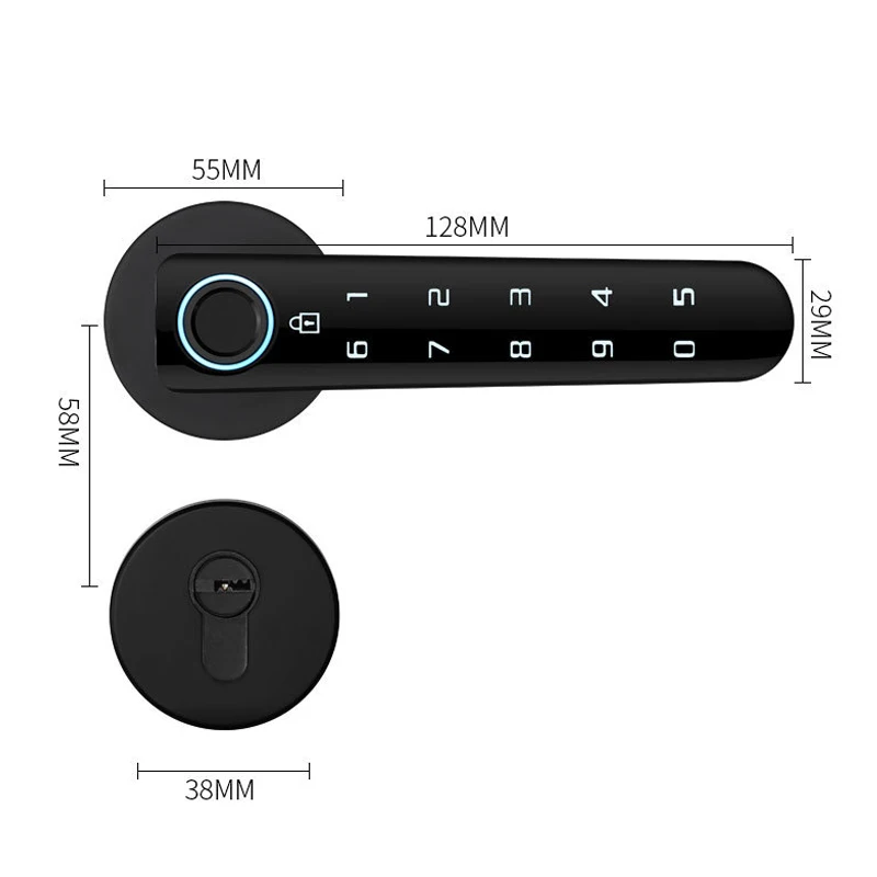Biometric Fingerprint Password Handle Lock Auto Security Smart Door Lock for Home Electronic Fingerprint Door Lock