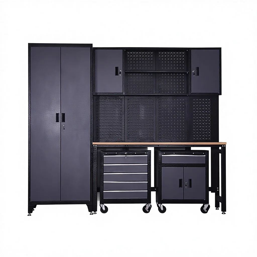 Garage Storage Combination Tool Cabinets Heavy Duty Workshop Metal Workbench Garage