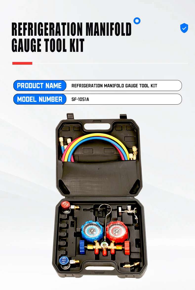 Carbole 4-Way HVAC Manifold Gauge Set For A/C Diagnostics – 5FT Hoses, 800 PSI, Car & Home AC Tool Kit