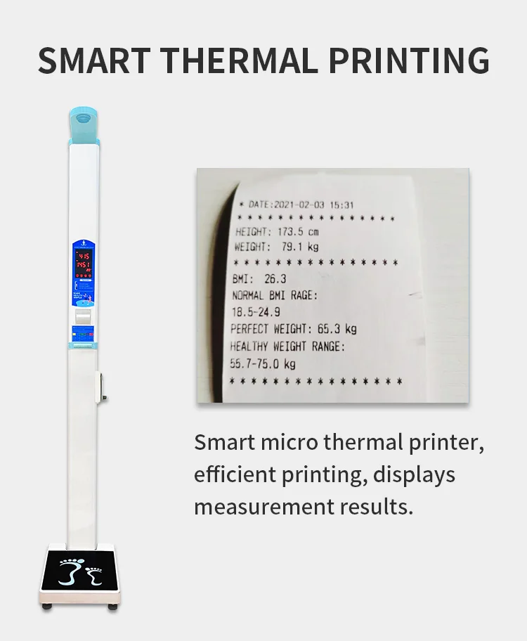 Coin Operated Height Weight BMI Scale with Printer and Land Wheel 200kg -  China Ultrasonic Height Weight Scale, BMI Body Scale