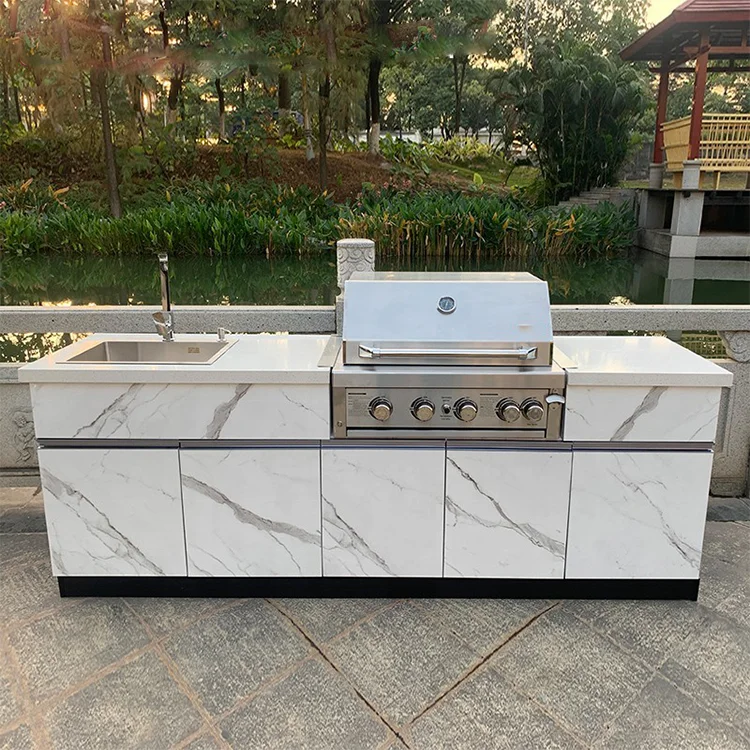 Custom Modular Gardens Outdoor Kitchen Stainless Steel Frame Bbq Island ...
